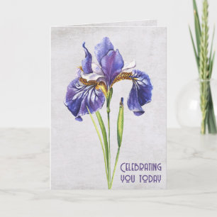 Lila Iris Flower Birthday Kort