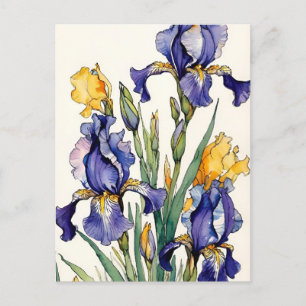 Lila Iris Flower Bloom Helg Vykort