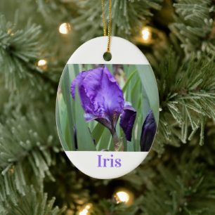 Lila Iris Flower Julgransprydnad Keramik