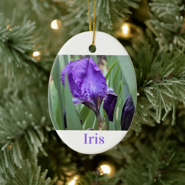 Lila Iris Flower Julgransprydnad Keramik (Träd)