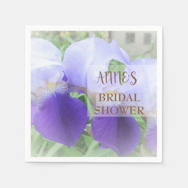 Lila Iris Flower Möhippa Papper Napkins Pappersservett (Framsidan)