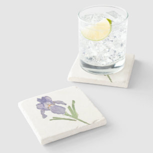 Lila Iris Flower Painting Stone Underlägg