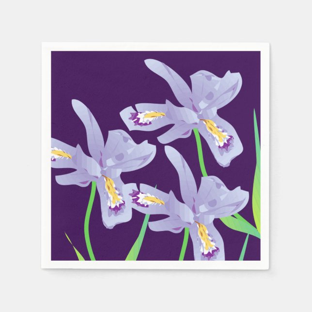 Lila Iris Flower Pappersservett (Framsidan)