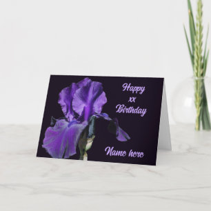 Lila Iris Flower Personlig Birthday Kort