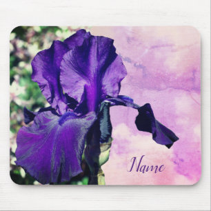 Lila Iris Flower Personlig Musmatta
