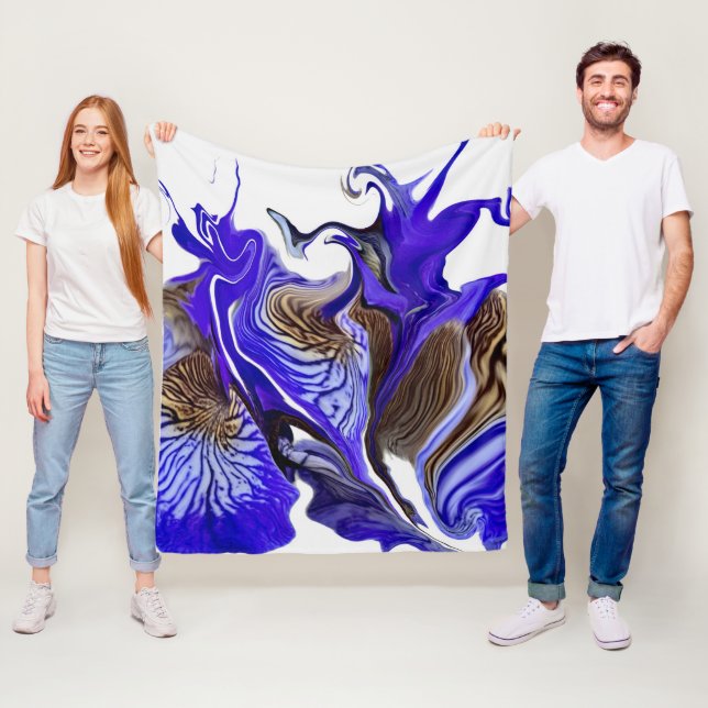 Lila Iris Flower Swirls Fleecefilt (På plats)
