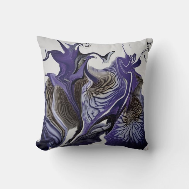 Lila Iris Flower Swirls / Fog / Fog / Kudde (Framsida)