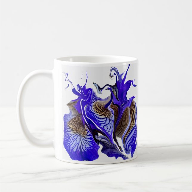 Lila Iris Flower Swirls Kaffemugg (Vänster)