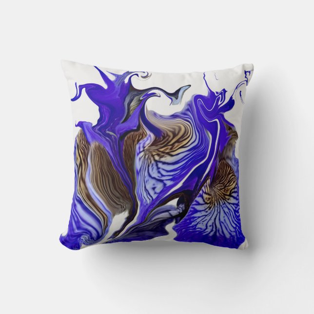 Lila Iris Flower Swirls Kudde (Framsida)