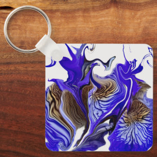 Lila Iris Flower Swirls Nyckelring