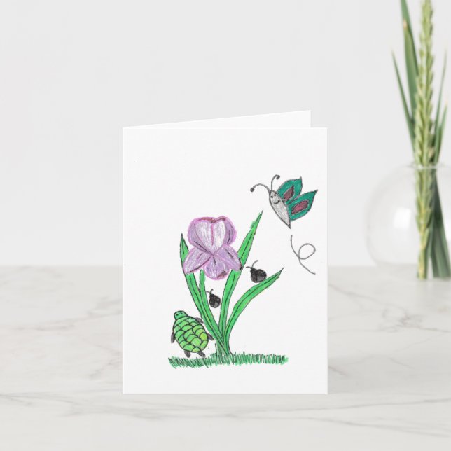 Lila Iris Flower Tack Kort (Framsida)