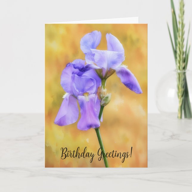 Lila Iris Flower Vår Flower Birday Card Kort (Framsida)