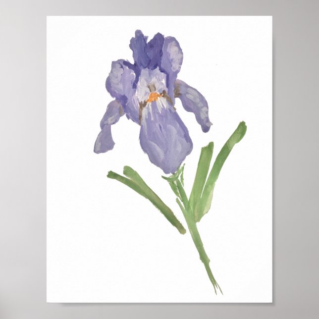 Lila Iris Flower Watercolor Painting Poster (Framsidan)