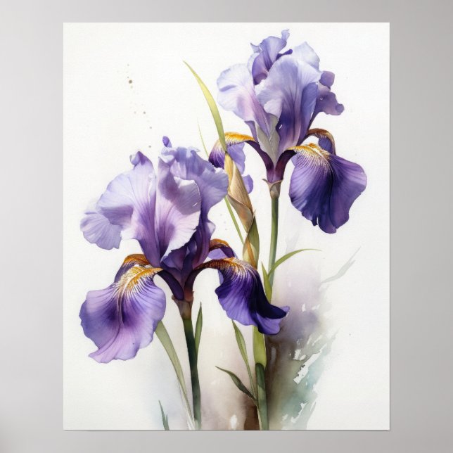 Lila Iris Flowers Art Print Poster (Framsidan)