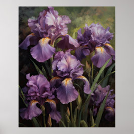 Lila Iris Flowers Art Print Poster