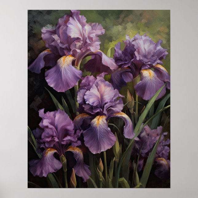 Lila Iris Flowers Art Print Poster (Framsidan)