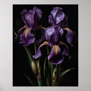 Lila Iris Flowers Art Print Poster