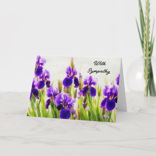 Lila Iris Flowers Blommigt Sympathy Card Kort (Framsida)