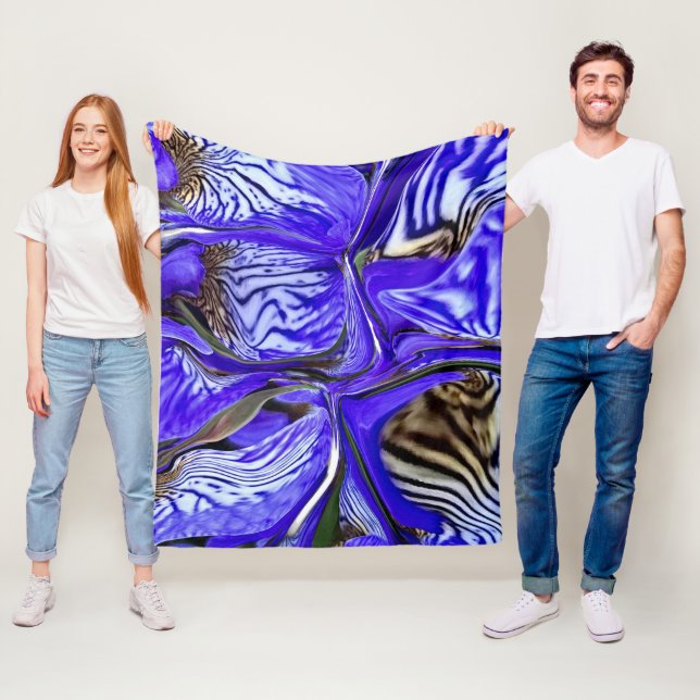 Lila Iris Flowers Fleecefilt (På plats)
