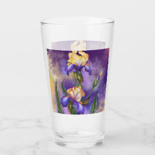 Lila Iris Flowers Glass - Målning Glaskopp