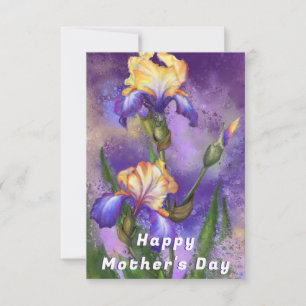 Lila Iris Flowers Mors dag Card Kort