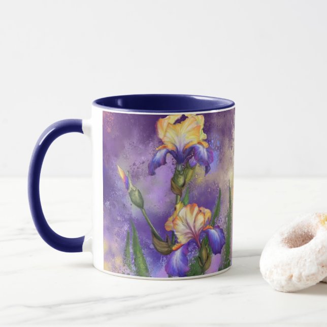 Lila Iris Flowers Mugg (Med munk)