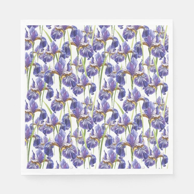 Lila Iris Flowers Pappersservett (Framsidan)
