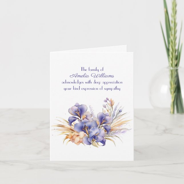 Lila Iris för Sympathy Tack från familjen Kort (Framsida)