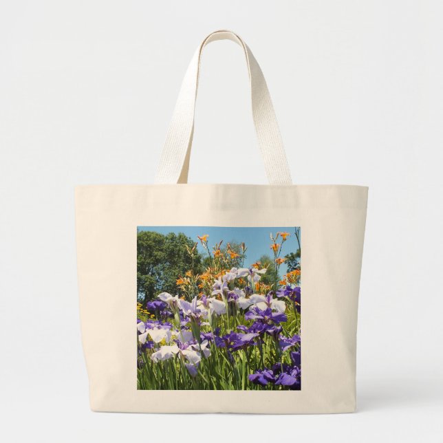 Lila Iris Garden Bag Jumbo Tygkasse (Framsidan)