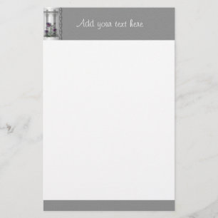 Lila Iris Garden Grind Stationery med Silver Brevpapper