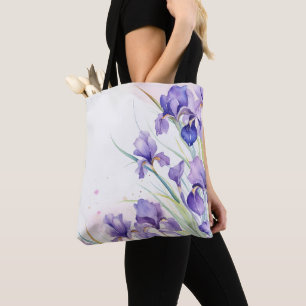 Lila Iris Gräns On White Tygkasse