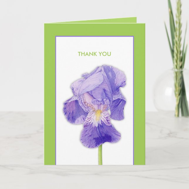 Lila Iris grönt - tackkort (Framsida)