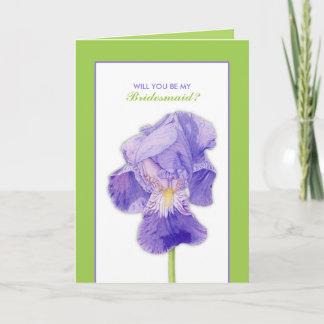 Lila Iris-grönten kommer du att bli mitt Bridesmai Inbjudan