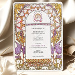 Lila Iris & Gult Lily Art nouveau Bröllop Inbjudningar<br><div class="desc">Den här häpnadsväckande bröllopsinbjudan från Art nouveau visar en levande blommigt gräns med invecklad detaljrikedom. I designen framhävs elegantens gult lilies, ömtåliga lilor och mjuka, vita morgonglorier med gyllene toner och detaljstommar. Paletten rik färg kombinerar djup lila, varm och subtil och skapar ett romantiskt och tidlöst estetiskt. Symmetrisk blommigt, snurrning...</div>