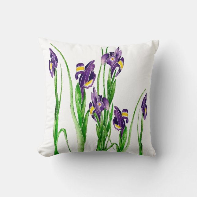 Lila Iris i Retro stil art Dekorativ kudde (Framsida)