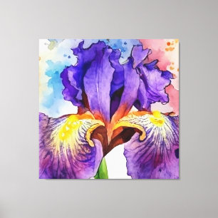 Lila iris i vattenfärg canvastryck