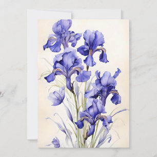 Lila iris i vattenfärger julkort