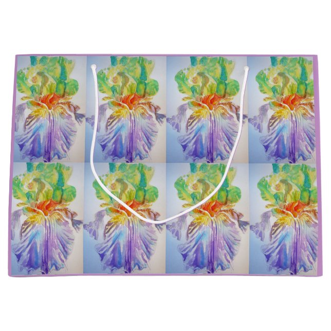 Lila Iris Irisar Blommig Akvarell Presentpåse (Framsidan)