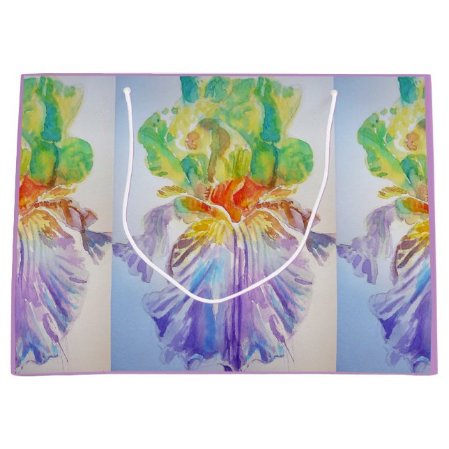 Lila Iris Irises Blommigt Watercolor Gift Bag (Framsidan)