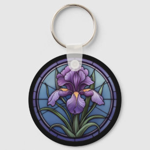 Lila Iris-lagat glas Nyckelring