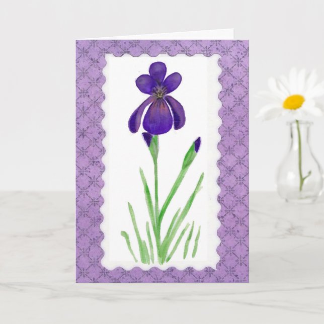 Lila Iris Large Font Mors dag Card Kort (Liten växt)