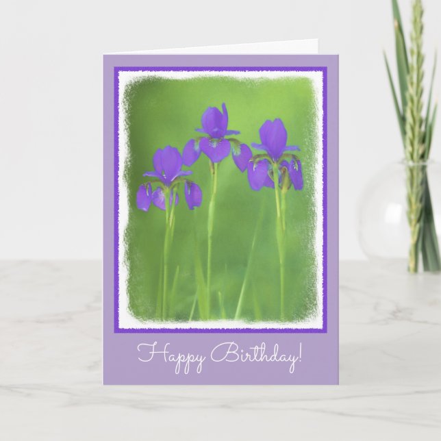 Lila Iris-målning - originalblomma Kort (Framsida)