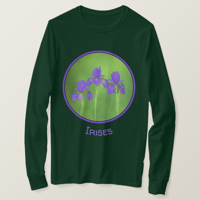 Lila Iris-målning - originalblomma T Shirt (Design framsida)