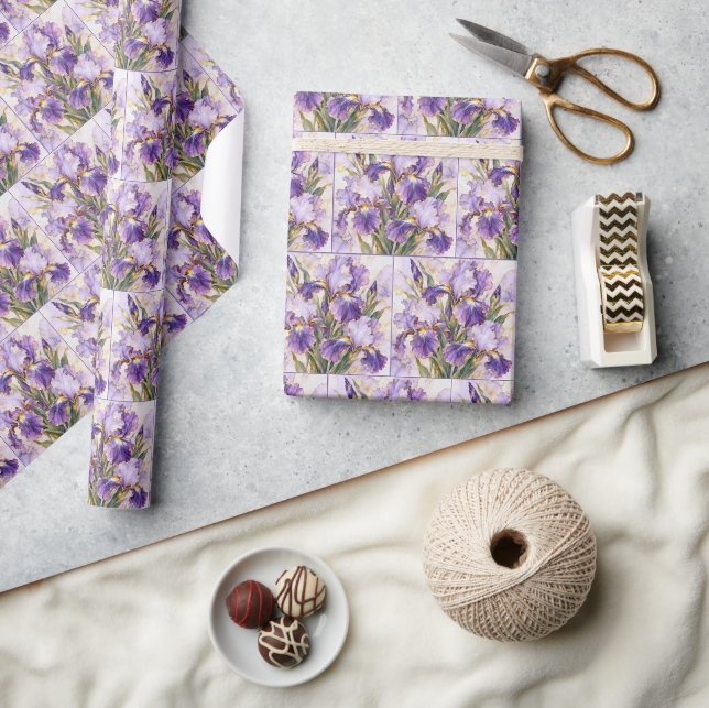 Lila Iris med förgylld kant Presentpapper (Hantverk)