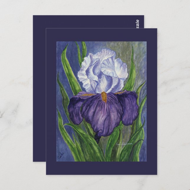 Lila Iris Mini Collecsible Prints Vykort (Fram/baksida)