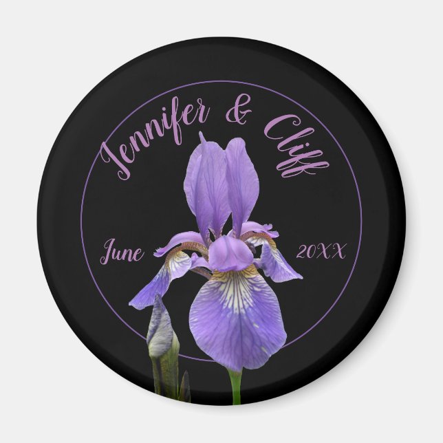 Lila Iris minneshögtid Elegant Magnet (Framsidan)