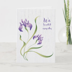Lila Iris on Wood Sympathy Kort
