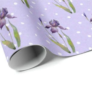Lila Iris på Polka dots Presentpapper