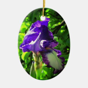 Lila Iris på sommaren Julgransprydnad Keramik