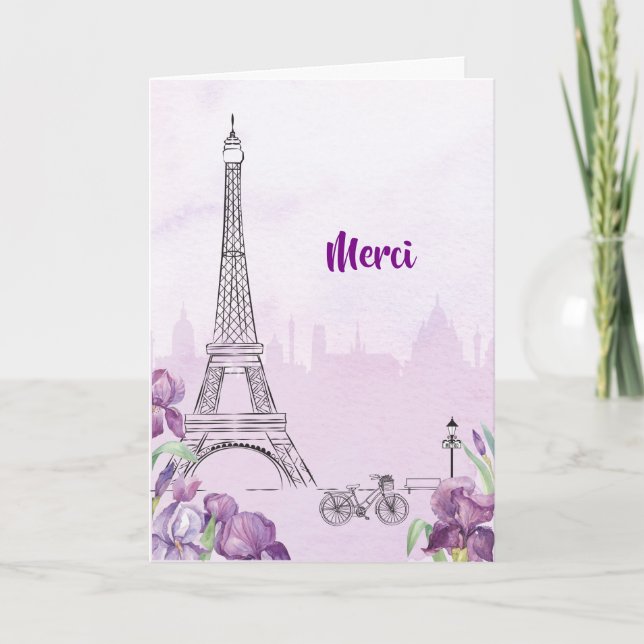 Lila Iris Paris Tack Kort (Framsida)